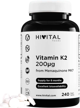 Вітамін K2 MK-7 200 мкг Hivital Foods - 240 таблеток