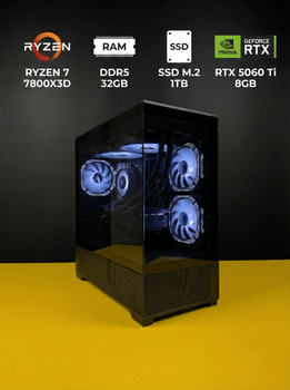 Игровой Компьютер (ПК) Custom/Ryzen 7 7800X3D/32GB/1TB SSD M.2/RTX 5060 Ti 8GB/X WI-FI