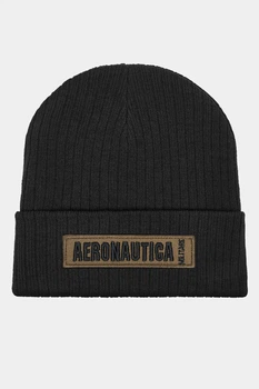 Чорна шапка-біні з патчем Aeronautica Militare 8386 L