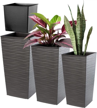 Donice na kwiaty z wkładem Kadax Tuluza K8063 25 cm + 30 cm + 35 cm Grafit