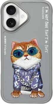 Панель Nimmy Glasses Cool Cat для Apple iPhone 16 Grey (6971080319365)
