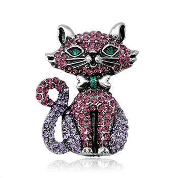 Жіноча брошка BROCHE біжутерія Тварини Гламурна Киця BR110398