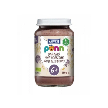 Пюре фруктове з вівсяними пластівцями Salvest Ponn BIO Чорниця для дітей від 6 місяців 190 г