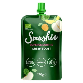 Яблучно-бананове суперсмузі Salvest Smushie BIO Green Boost з базиліком 170 г