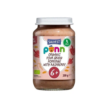 Пюре фруктове зі злаковими пластівцями Salvest Ponn BIO Малина для дітей від 6 місяців 200 г