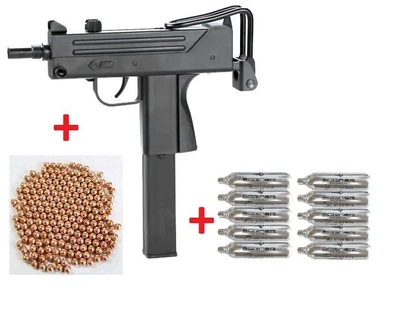 Пистолет пневматический SAS Mac 11 BB кал. 4.5 мм + Шарики ВВ 500 шт + Балончики СО2 10 шт