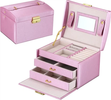 Шкатулка для біжутерії Lelani світло-рожева 15 x 18 x 13 см (5902734875204)