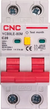 Диференційний автоматичний вимикач CNC Electric YCB9LE-80M 2P C20 6000A 30mA 230V (NV821884)