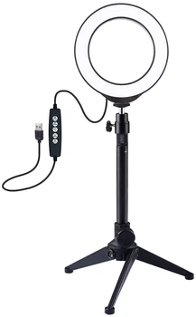 Lampa pierścieniowa RGBW LED Puluz PKT3049B 4.7" + biurkowy statyw