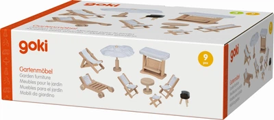 Meble ogrodowe dla lalek Goki drewniane 9-częściowe 5220089 (4013594514750)