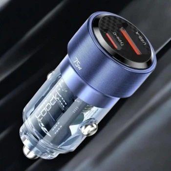 Автомобільний зарядний пристрій Toocki 75W PD/QC (Type-C+USB)