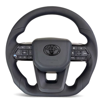 Анатомический руль для Toyota Land Cruiser 200, Prado 150. С подогревом. Кожа. Подушка из кожи - черный логотип. В сборе.