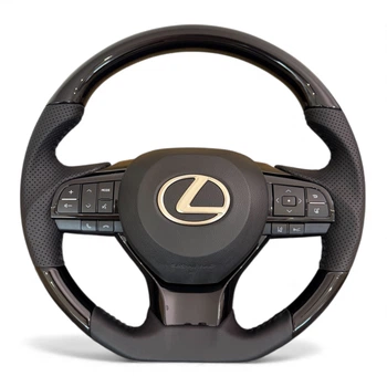 Анатомический руль для Lexus LX570, GX460. Без подогрева. Рояльный лак. В стиле рестайлинга LX570. Логотип хром.