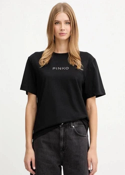 Футболка с надписью, в камушки Pinko M черный 105526