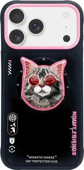 Панель Nimmy Glasses Cool Cat MagSafe для Apple iPhone 17 Pro Black-Pink (6971080314414)