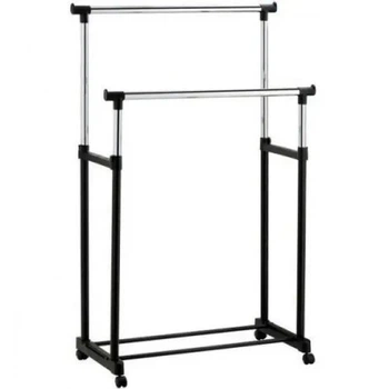Стойка-вешалка для одежды Double Pole Clothes Horse 135х60х42 см телескопическая двойная, металлическая