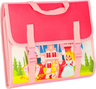 Tablica manipulacyjna sensoryczna KIK Montessori walizka plecak Różowa (5903039765375)
