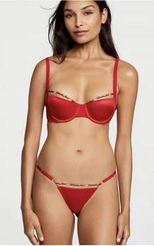 Комплект Victoria’s Secret Червоний з бежевим 34D-M