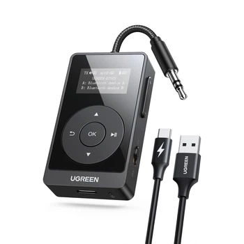Bluetooth-адаптер Ugreen BT503 3.5 мм 2-в-1 Bluetooth 5.3 aptX HD, Adaptive, LCD-дисплей Черный (45492)