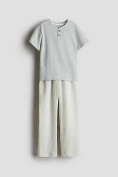 Брюки H&M 1265627ОА оливковые белые полоски 122-128см