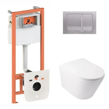 Готовое решение Qtap для ванной комнаты: подвесной унитаз Swan Ultra Quiet 485x360x320 + комплект инсталляции Nest 4 в 1