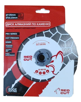 Диск алмазний по каменю EDGE, для задирання плитки, 125x22,23x1,8 мм, "Red Cut" 35-60125