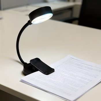 Гнучка LED-лампа із затискачем для читання книг. регульована яскравість, 360°, Працює від батарейок