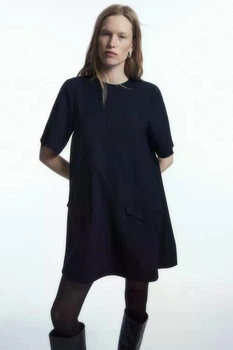 Сукня жіноча COS oversized wool-blend utility mini dress 1224592001 36 Синій