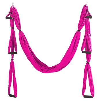 Гамак для воздушной йоги с ручками 250×145 см Antigravity Yoga Zelart малиновый FI-5323