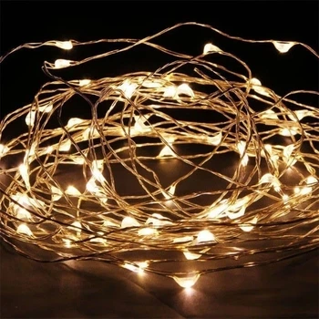 Гирлянда светодиодная нить на батарейках Роса 20 LED теплый желтый свет 3 м (MX-00008927)