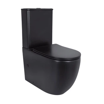 Унитаз напольный Qtap Robin Ultra Quiet безободковый с сиденьем Soft-close MATT BLACK QT13226083AMB