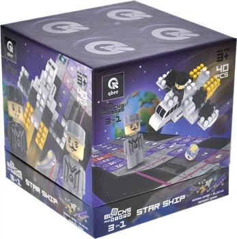 Klocki konstrukcyjne Marioinex Block and Steps 3 w 1 Statek kosmiczny + Gra planszowa 40 elementów QB2000 (4823037612000)