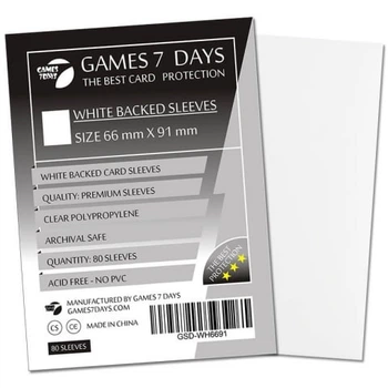 Аксесуар Games 7 Days Протектори для карт Games7Days (66 х 91 мм, MTG, 100 шт.) White (PREMIUM) (GSD-WH6691)