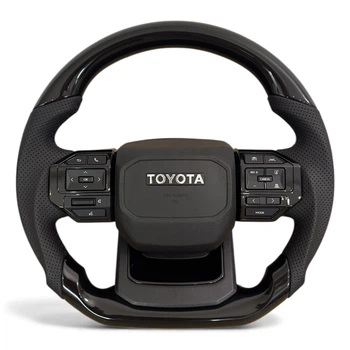 Анатомический руль для Toyota Land Cruiser 200, Prado 150. В стиле Прадо 250. Без подогрева. Рояльный лак. Логотип – хром. В сборе.