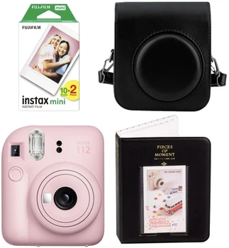 Набір Fujifilm INSTAX Mini 12 Blossom Pink Black Рожевий чорна фотокамера миттєвого друку / картриджі 20 фото / чохол / альбом 64 фото