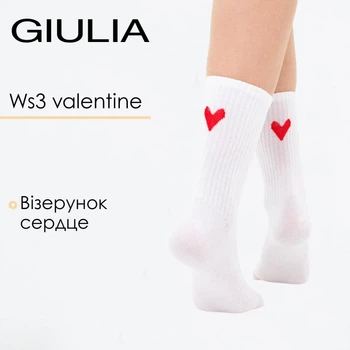 Жіночі бавовняні шкарпетки Giulia WS3 VALENTINE 2501 36/40 з візерунком "Серце", комфортні, стильні, білі