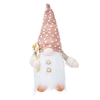 Игрушка гном Lesko А9-9 Beige 30 см рождественская для праздничного декора с подсветкой