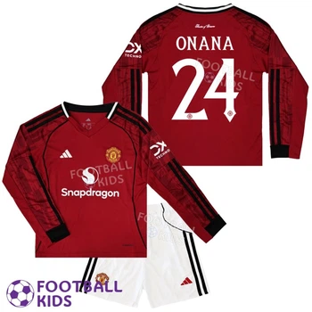 Футбольна форма для дітей Manchester United ONANA 24 Манчестер Юнайтед 2025-2026 Home Long Sleeve 145-155 см (set4721-136271-4)
