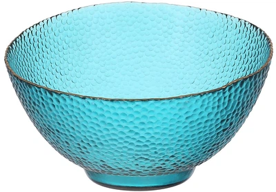 Салатник скляний Bauble бірюзово - зелений із золотим обідком D22*13см 992-081