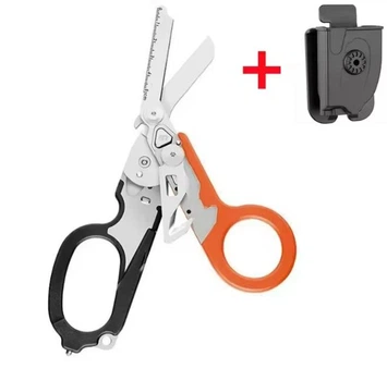 Ножиці Військового Медика складні Clefers Raptor + чохол (Black-orange)