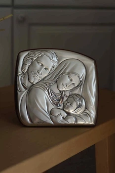 Срібна ікона Свята Родина (C 639 SF) 17X16 см