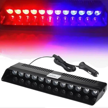 Страбоскоп Світлодіодний 12V DRL 330x100 мм 12LED (B-R) прикурювання вимикач на присосках (KING S12)