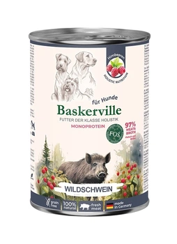 Консервированный корм Baskerville FOS Holistic для собак с чувствительным пищеварением с диким кабаном 400 г