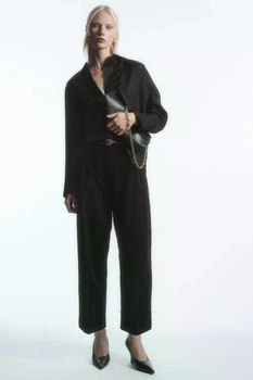 Штани жіночі вельветові COS pleated barrel-leg corduroy trousers 1169216001 42 Чорний