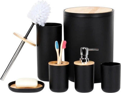 Zestaw akcesoriów łazienkowych Vilde 6 elementów Czarny