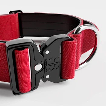 Тактический широкий ошейник с ручкой для собак BullyBillows Combat Collar Handle 5 cm S: 50 мм, ОШ 40-50 см Красный