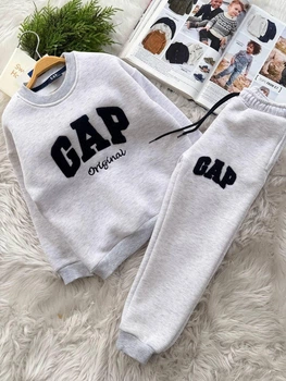 Детский костюм GAP на флисе (свитшот+джогеры) 116-122 см светло серый