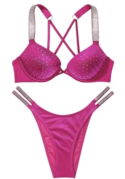 Купальник з 2-им Push up стрази Victoria’s Secret Рожевий 36В-M