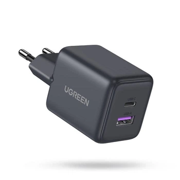 Мережевий зарядний пристрій UGREEN X516 USB-C+USB 30W GaN Fast Charger Black (65014)