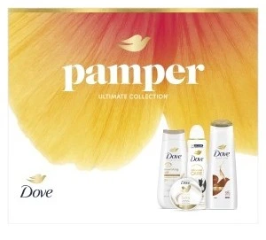 Zestaw kosmetyków do pielęgnacji ciała Dove Szampon do włosów 400 ml + Dezodorant w sprayu 150 ml + Żel pod prysznic 225 ml + Krem do ciała 300 ml (8721201970818)